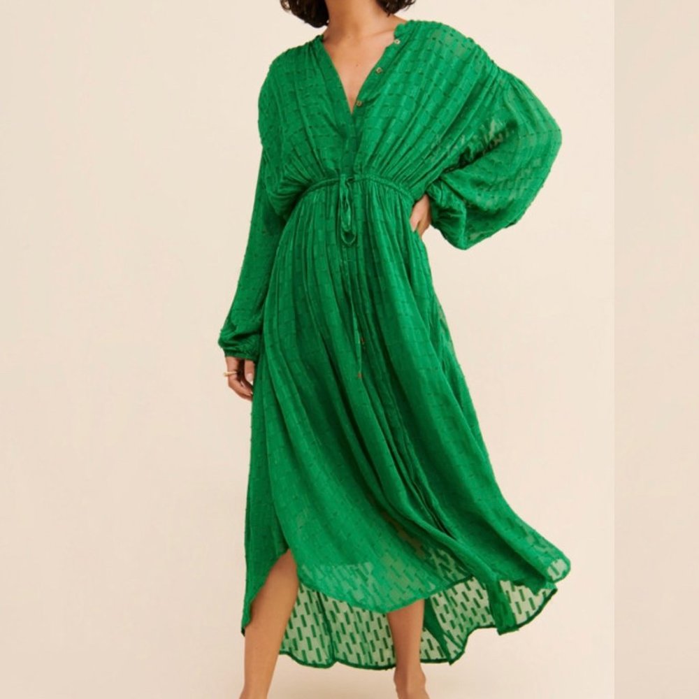 Anthropologie Green Shimmer Dress; NWT size SMALL S